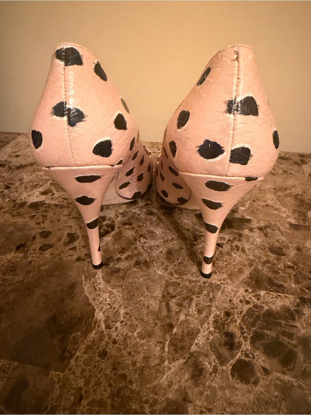 kate spade Peach & Black Leopard-Spot Pointed Toe Pumps - Picture 5 of 9